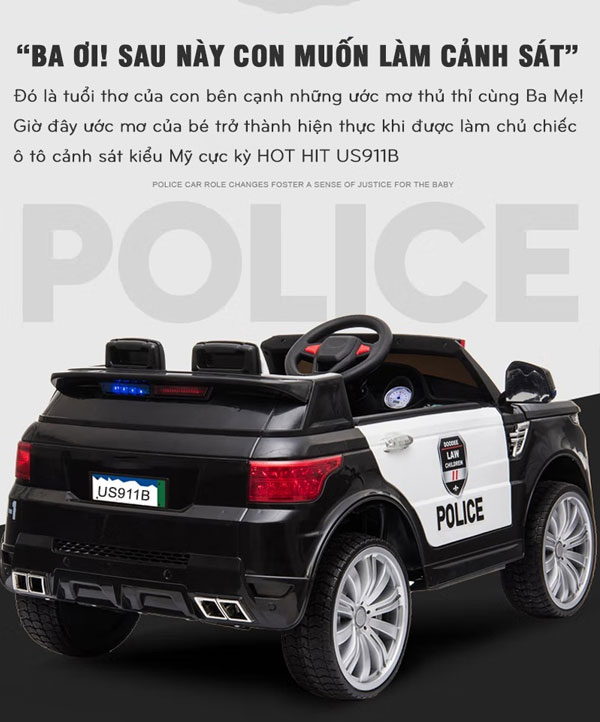Xe ô tô điện trẻ em cảnh sát US911B